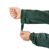 Keeps rain and cold air out by adjusting the fit around the cuff.